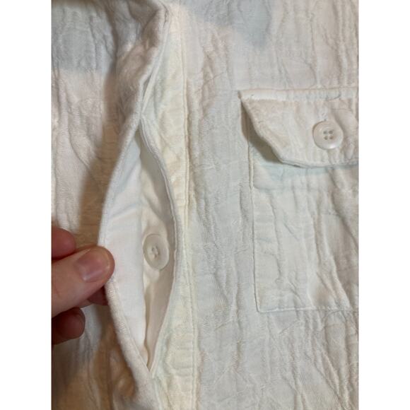 CJ Banks Jacket Womens 1X Pure White Textured Shacket Double Pockets Capsule - Picture 3 of 14